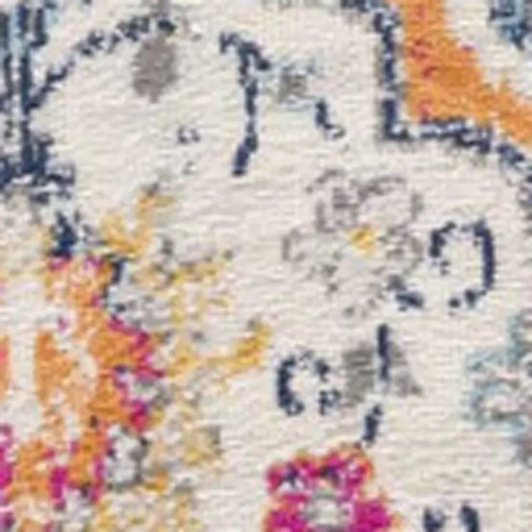 19' Runner Rust Gray And Sky Blue Floral Runner Rug