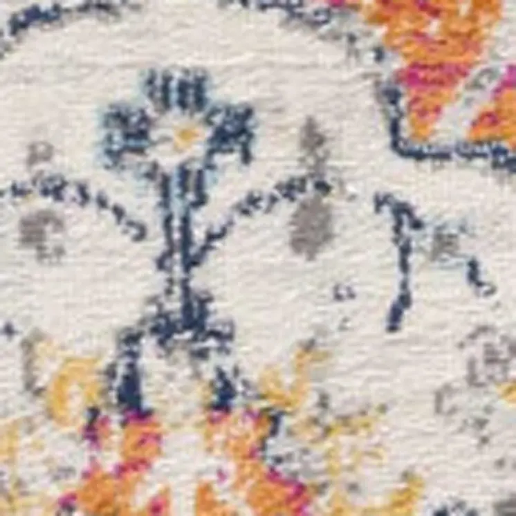 17' Runner Rust Gray And Sky Blue Floral Runner Rug