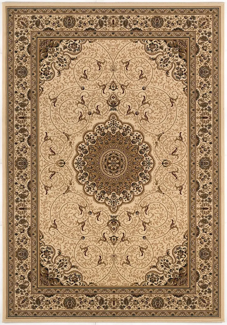 3' X 5' Tan And Brown Oriental Area Rug