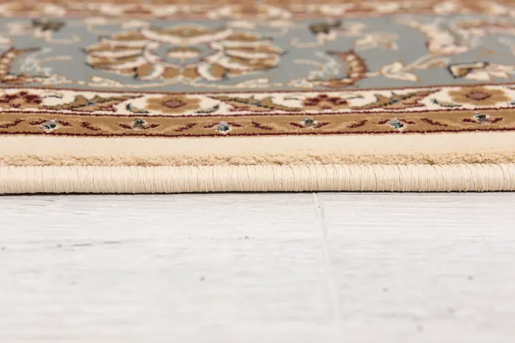 7' Dark Gray Tan And Brown Oriental Runner Rug