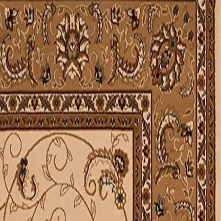 17' Runner Tan And Brown Oriental Runner Rug