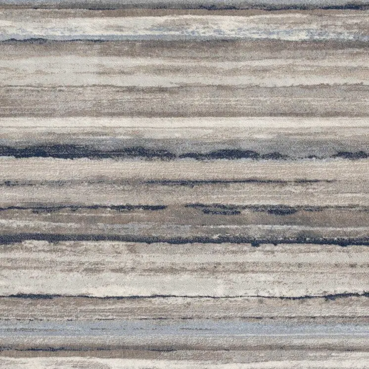 30' Runner Blue Brown And Sand Striped Area Rug