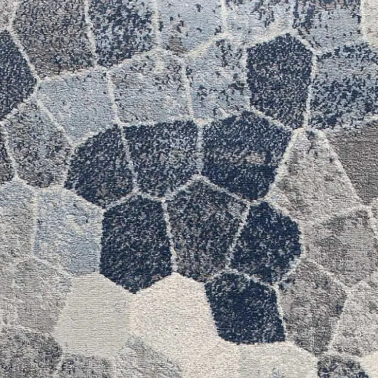 7' Blue Beige And Gray Cobblestone Runner Rug