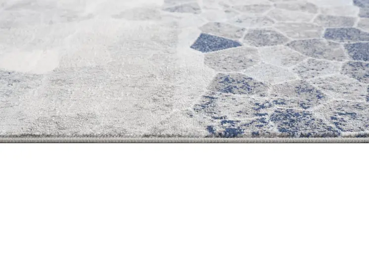 17' Runner Blue Beige And Gray Cobblestone Runner Rug