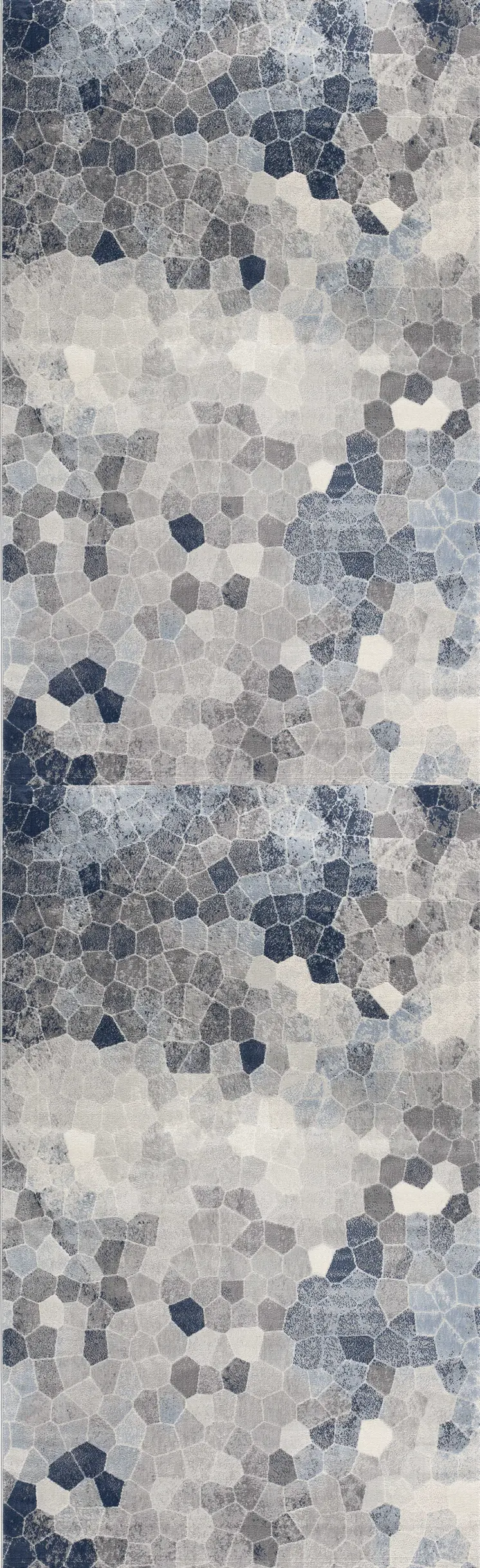 17' Runner Blue Beige And Gray Cobblestone Runner Rug