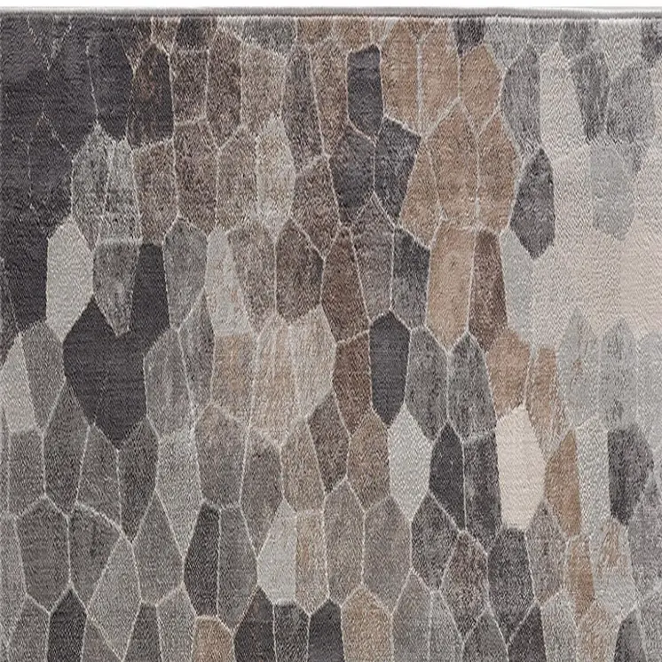 17' Runner Gray Brown And Charcoal Cobblestone Runner Rug