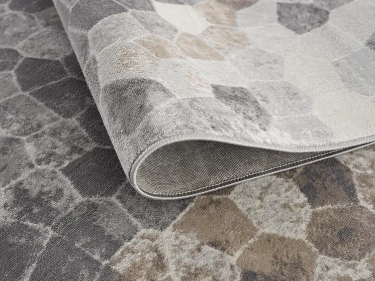 17' Runner Gray Brown And Charcoal Cobblestone Runner Rug