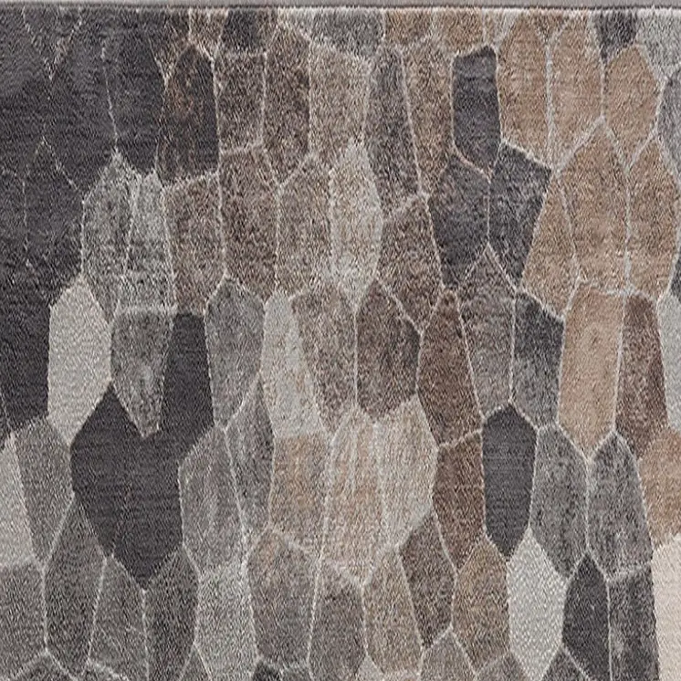 17' Runner Gray Brown And Charcoal Cobblestone Runner Rug