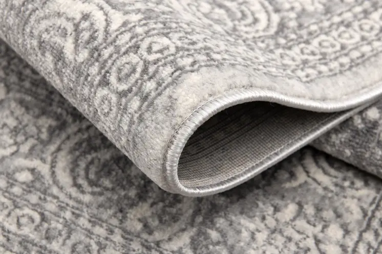 9' Gray And Beige Medallion Runner Rug