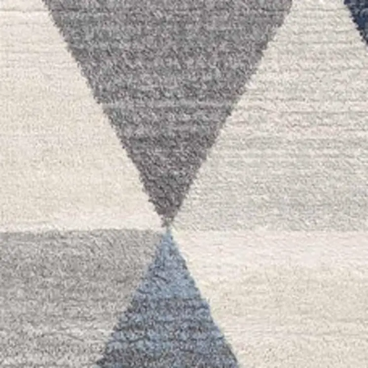 7' Blue Beige And Gray Geometric Runner Rug
