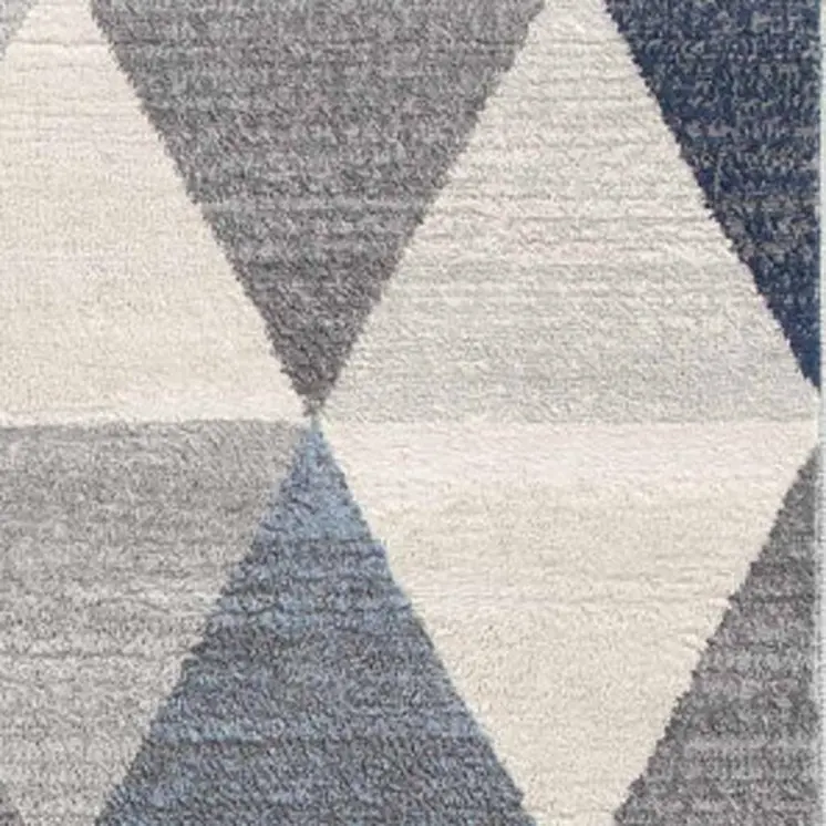 30' Runner Blue Beige And Gray Geometric Area Rug