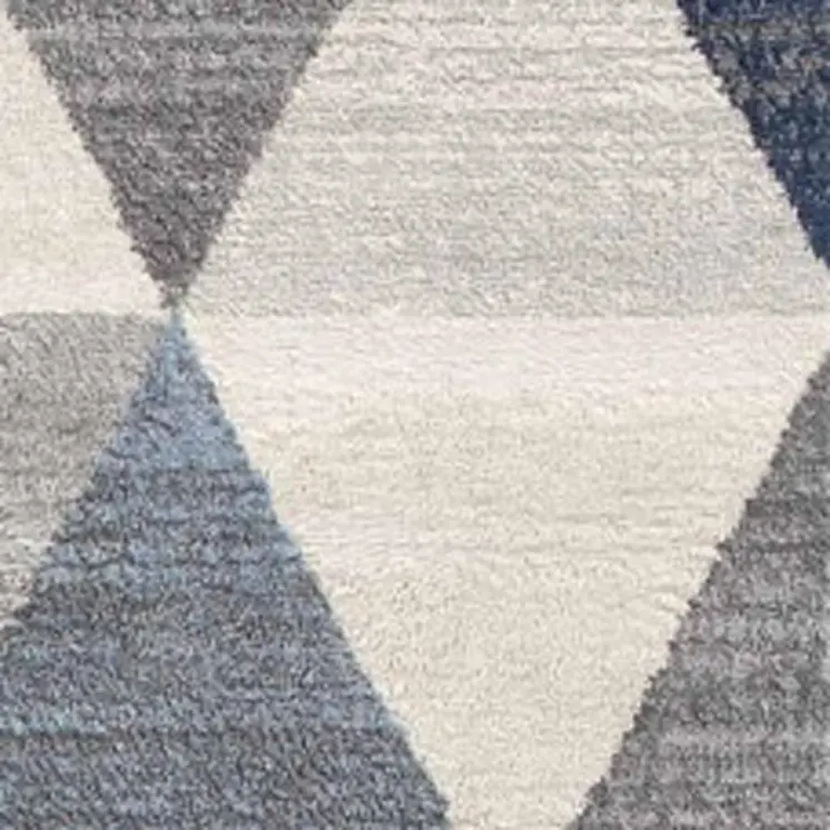 19' Runner Blue Beige And Gray Geometric Runner Rug