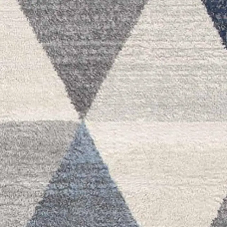 17' Runner Blue Beige And Gray Geometric Runner Rug