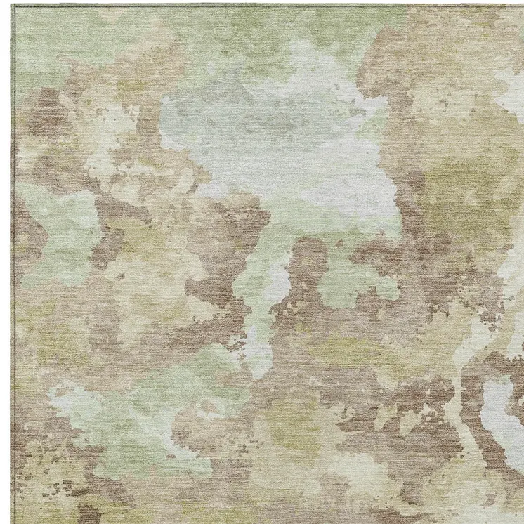 8' X 10' Taupe And Ivory Abstract Washable Indoor Outdoor Area Rug