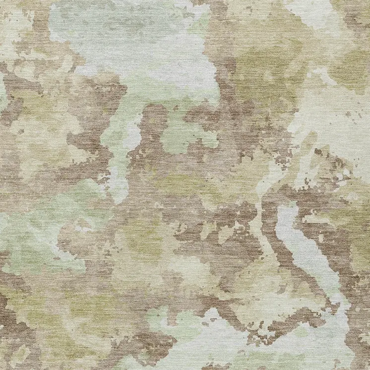 9' X 12' Taupe And Ivory Abstract Washable Indoor Outdoor Area Rug