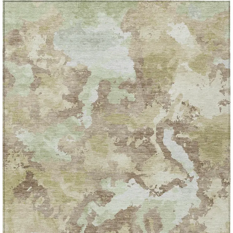 10' X 14' Taupe And Ivory Abstract Washable Indoor Outdoor Area Rug