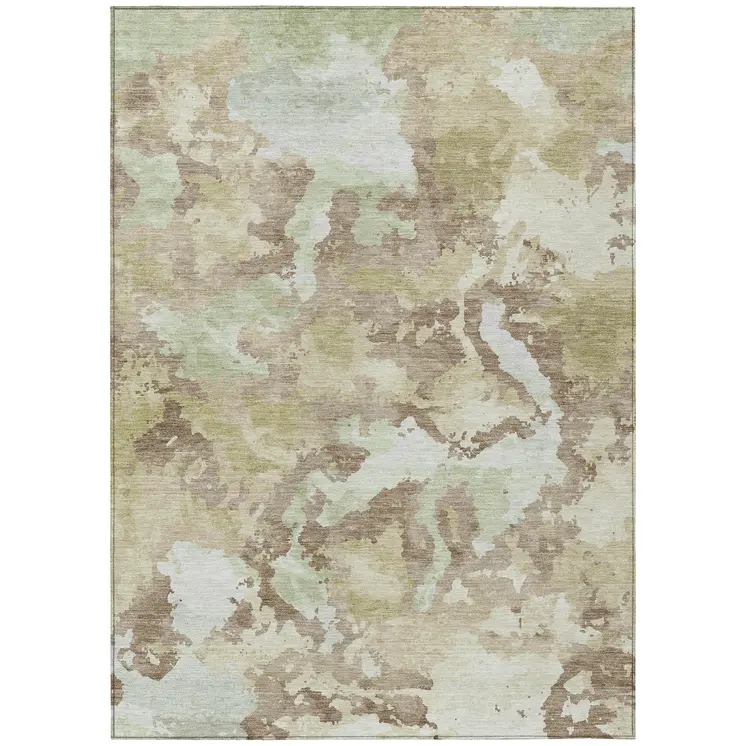 10' X 14' Taupe And Ivory Abstract Washable Indoor Outdoor Area Rug