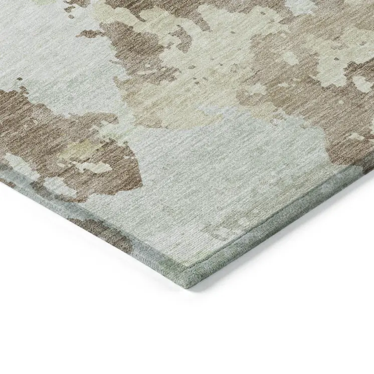 10' X 14' Taupe And Ivory Abstract Washable Indoor Outdoor Area Rug