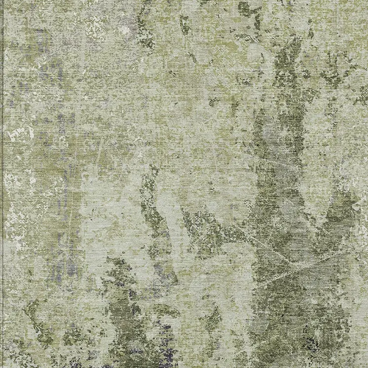 3' X 5' Artichoke Green And Fern Green Abstract Washable Indoor Outdoor Area Rug