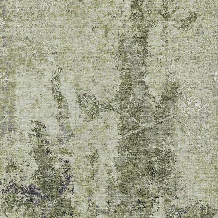 5' X 8' Artichoke Green And Fern Green Abstract Washable Indoor Outdoor Area Rug