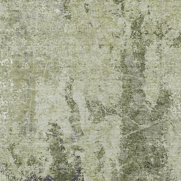 9' X 12' Artichoke Green And Fern Green Abstract Washable Indoor Outdoor Area Rug