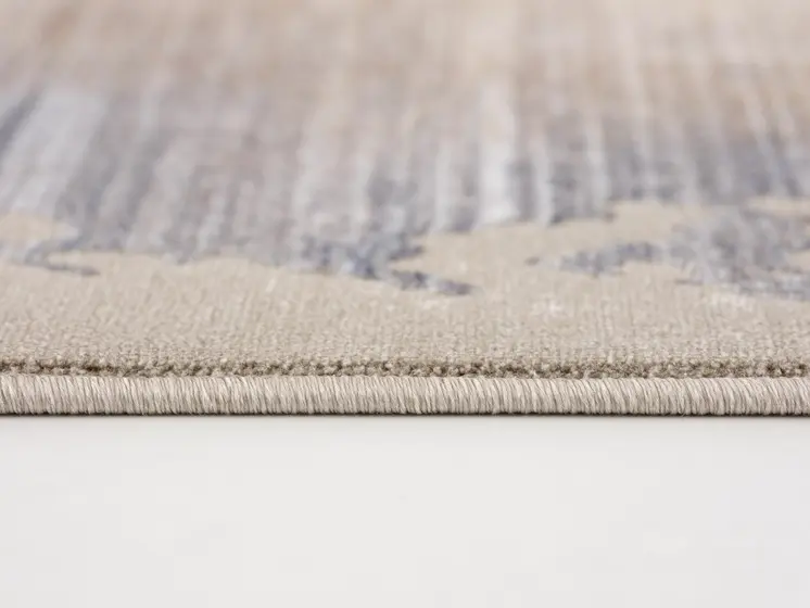 11' Beige Blue And Brown Abstract Runner Rug