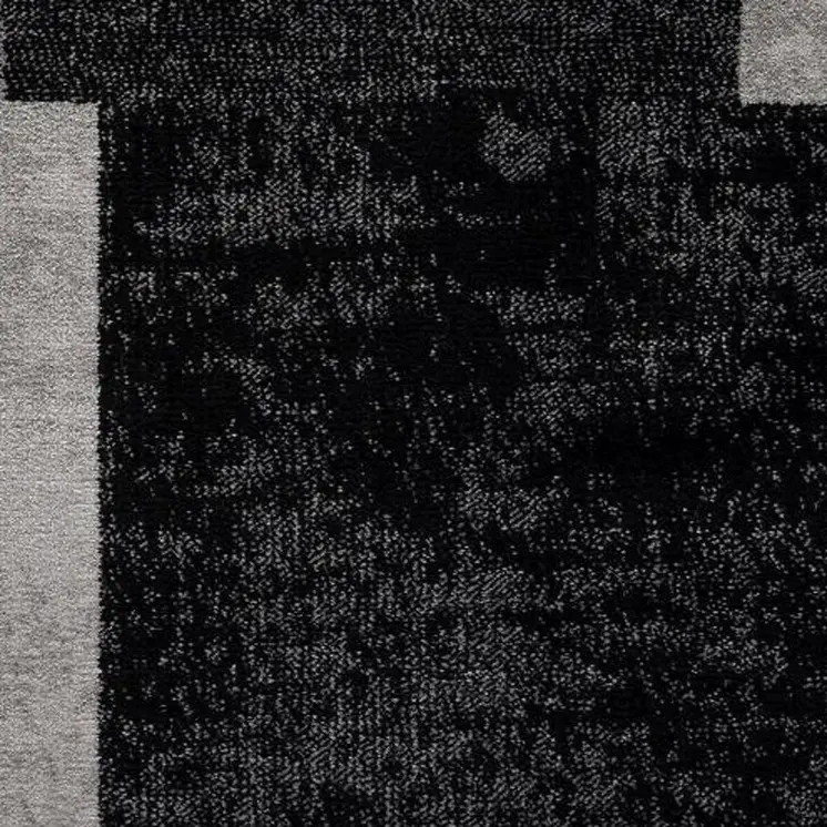 3' Gray And Black Geometric Square Rug