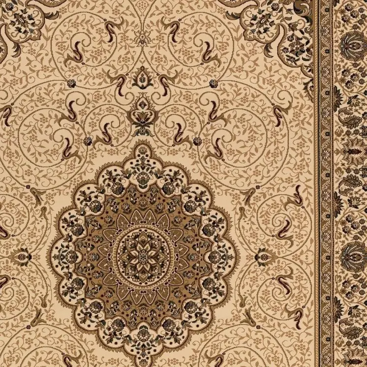 3' Beige And Brown Oriental Square Rug