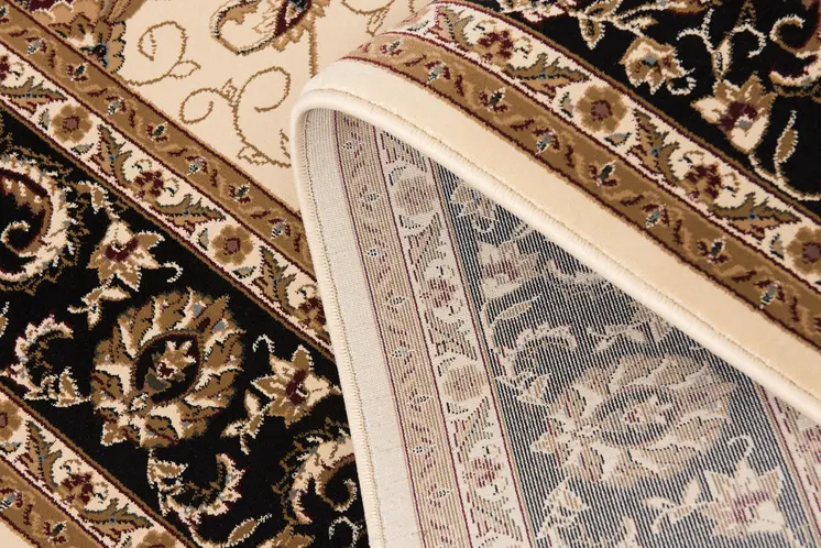18' Beige Black And Brown Oriental Runner Rug
