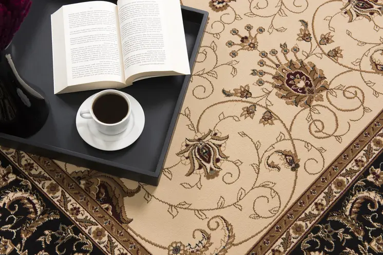 11' Beige Black And Brown Oriental Runner Rug