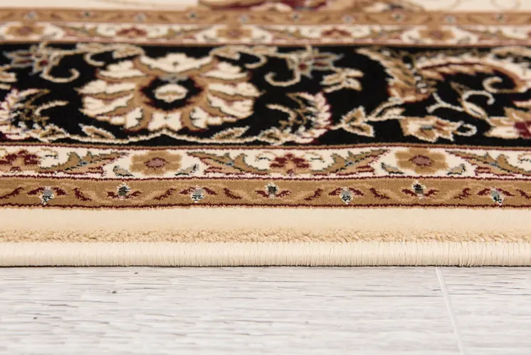 11' Beige Black And Brown Oriental Runner Rug