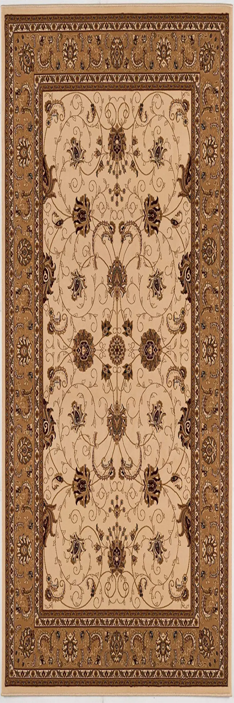 11' Beige And Brown Oriental Runner Rug