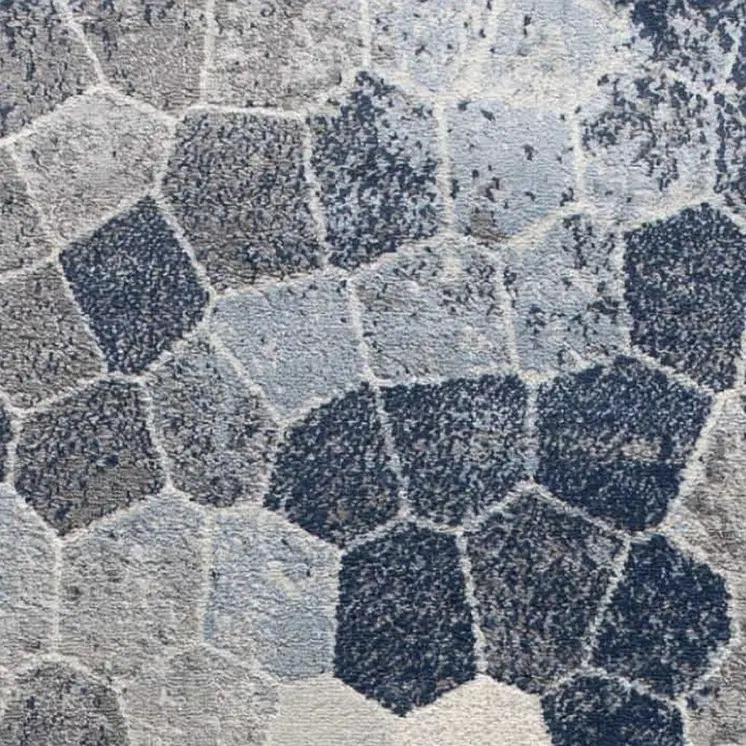 16' Blue Beige And Gray Cobblestone Runner Rug