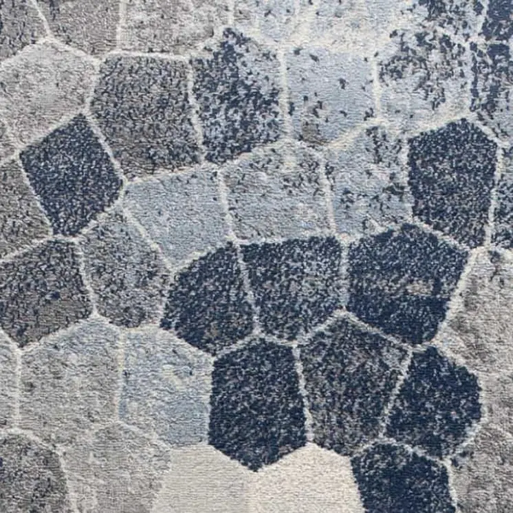 11' Blue Beige And Gray Cobblestone Runner Rug