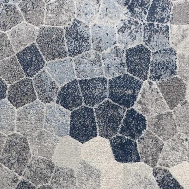 11' Blue Beige And Gray Cobblestone Runner Rug