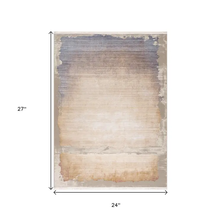 2' X 2' Beige Blue And Gray Abstract Square Rug