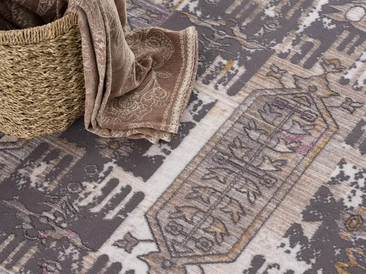 2' X 3' Gray Beige And Rust Southwestern Area Rug