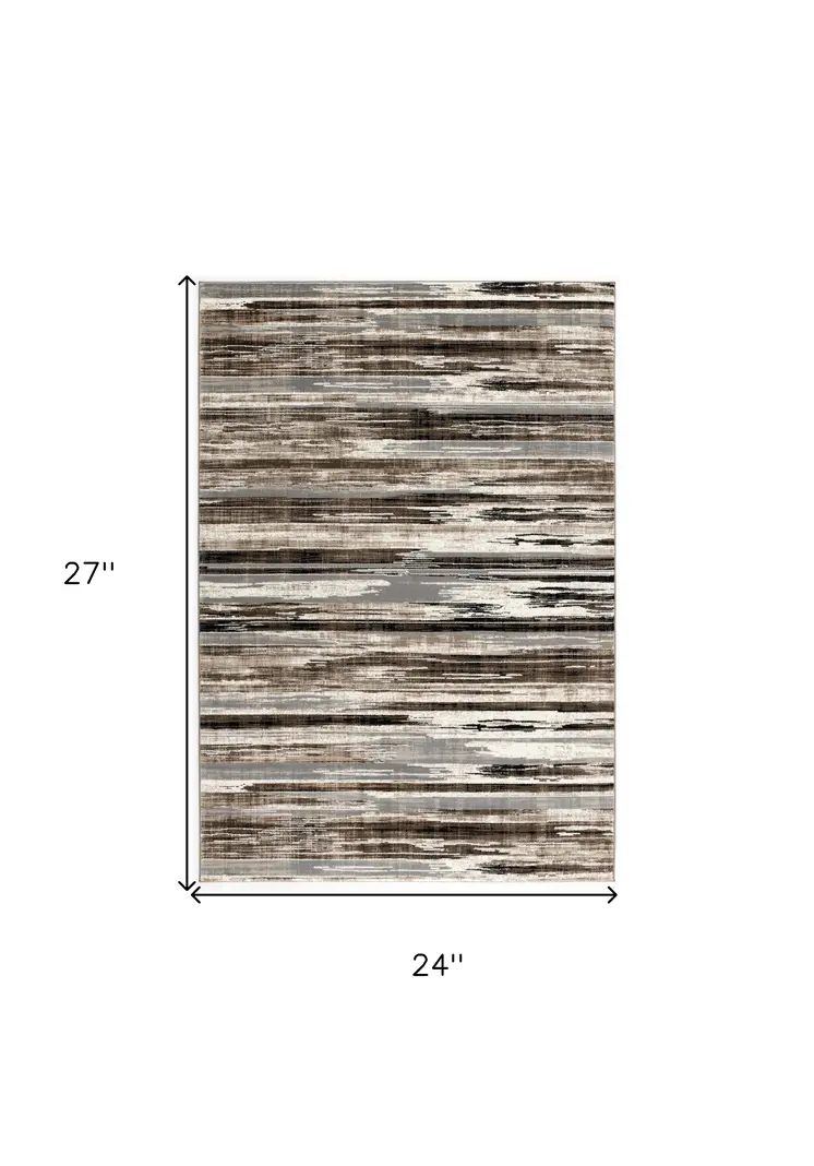 2' X 2' Brown Beige And Black Abstract Square Rug