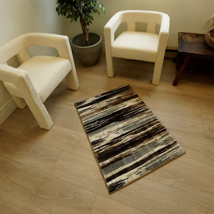 2' X 2' Brown Beige And Black Abstract Square Rug