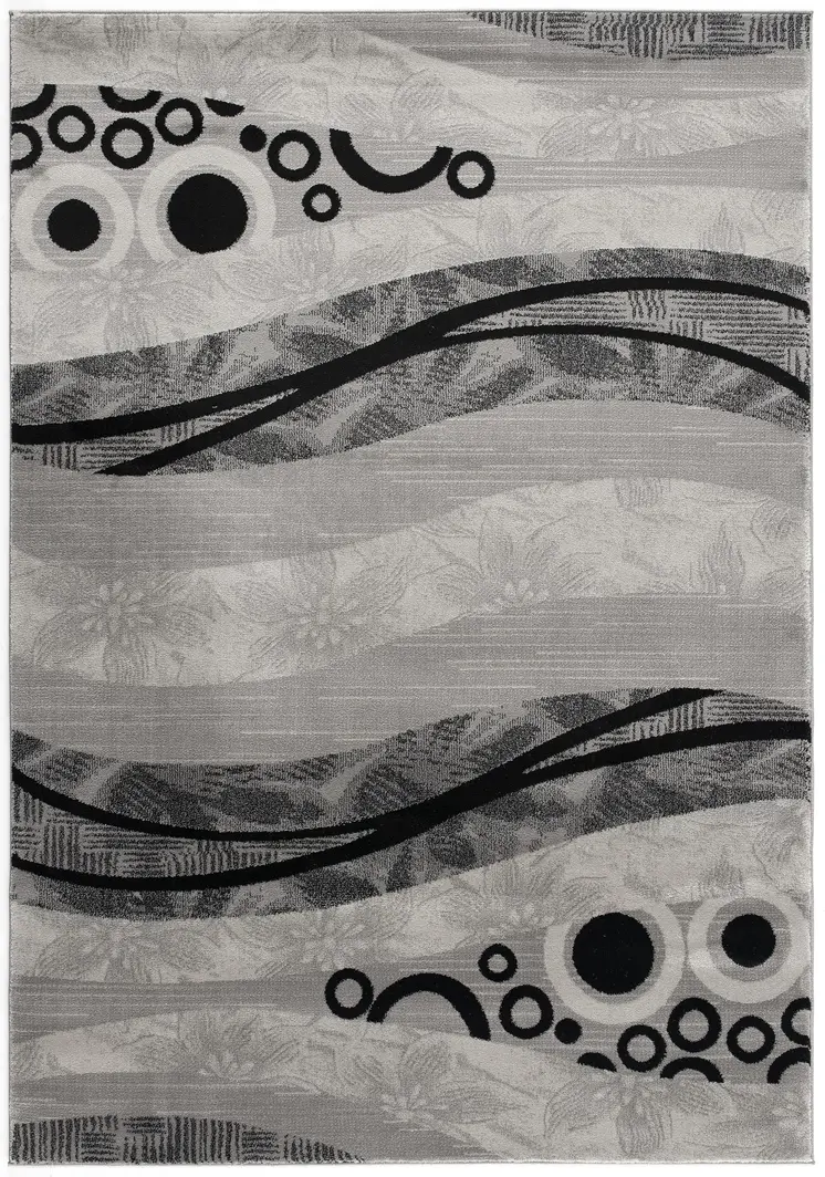 2' X 2' Gray And Black Floral Square Rug