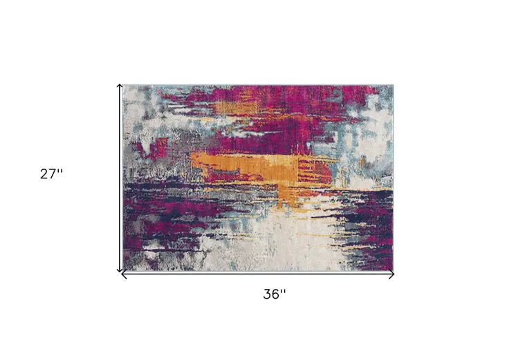 2' X 3' Pink Blue And Orange Abstract Area Rug