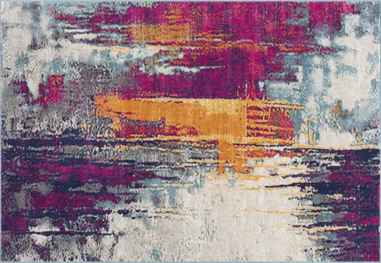 2' X 3' Pink Blue And Orange Abstract Area Rug