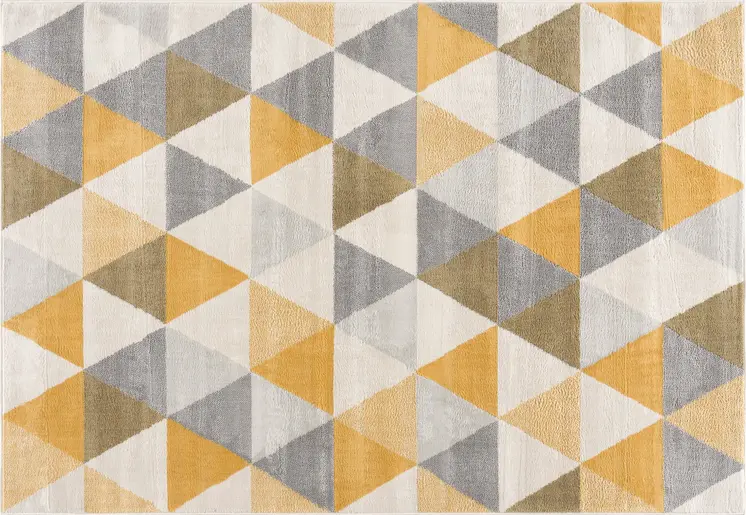2' X 2' Yellow Beige And Gray Geometric Square Rug