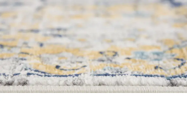 2' X 2' Blue Gray And Gold Floral Medallion Square Rug