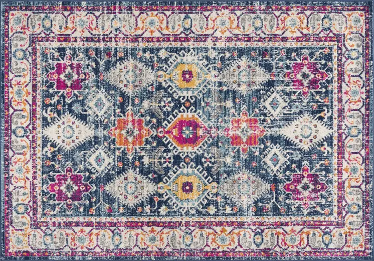 2' X 2' Blue Beige And Pink Southwestern Square Rug
