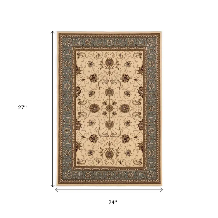 2' X 2' Beige Gray And Brown Oriental Square Rug