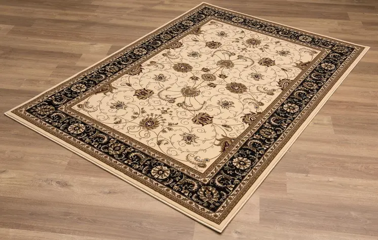 2' X 3' Beige Black And Brown Oriental Area Rug