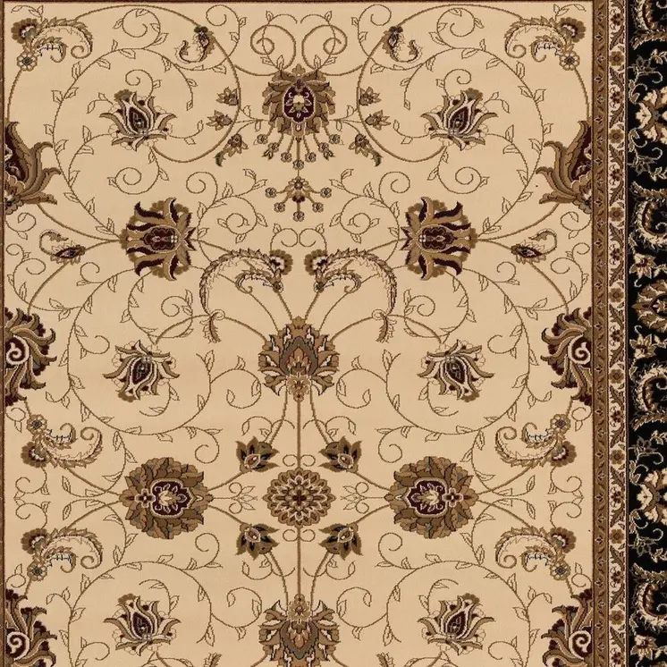 2' X 3' Beige Black And Brown Oriental Area Rug