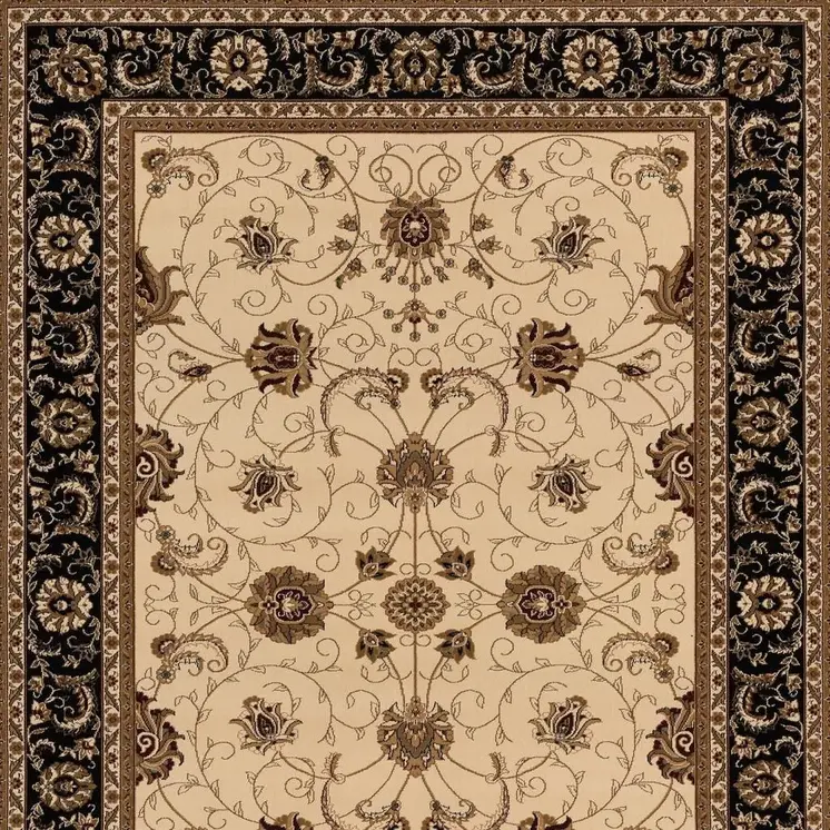 2' X 3' Beige Black And Brown Oriental Area Rug