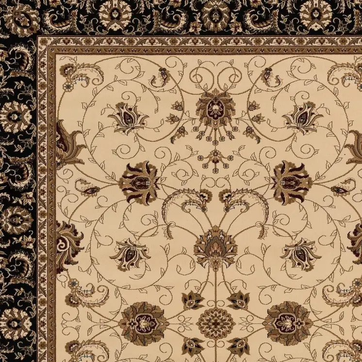 2' X 2' Beige Black And Brown Oriental Square Rug